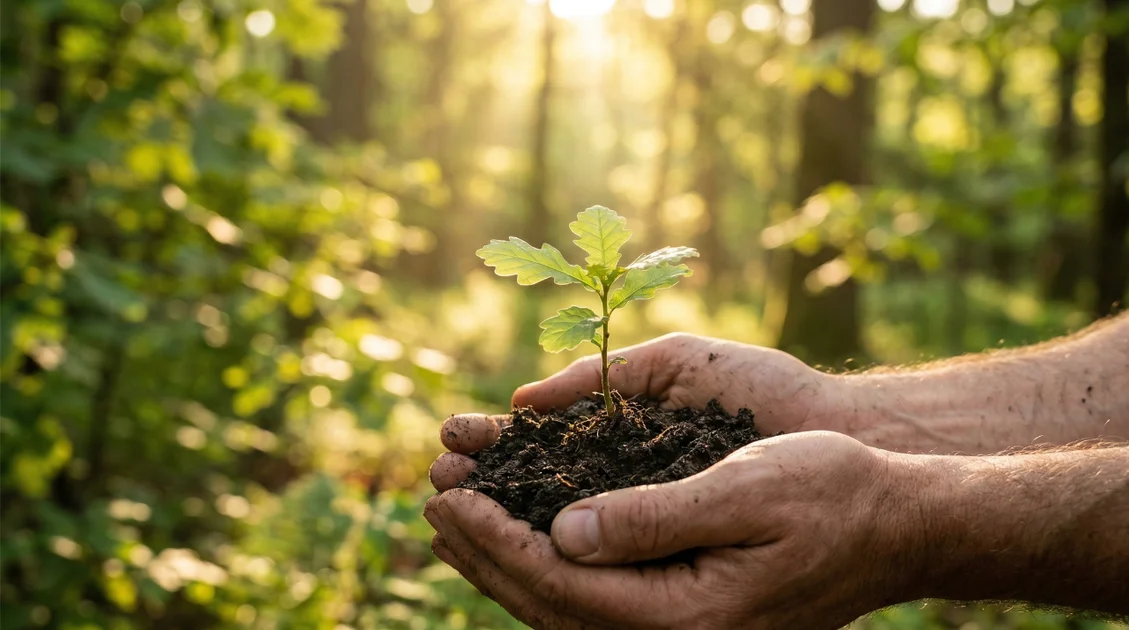 Hands holding a small green plant sapling to celebrate Earth Day 2026 on April 22