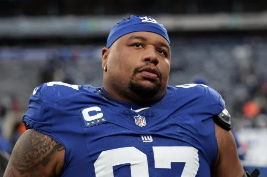 Giants defensive tackle Dexter Lawrence walks off the field after a game against the Cowboys on Jan. 4, 2026, in East Rutherford, N.J. (AP Photo/Adam Hunger)
