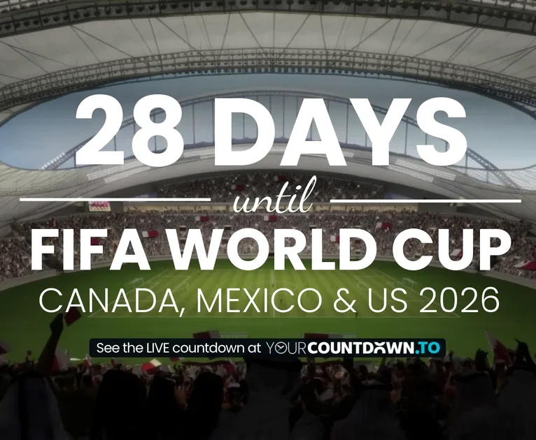 Countdown to Fifa World Cup Canada, Mexico & US 2026
