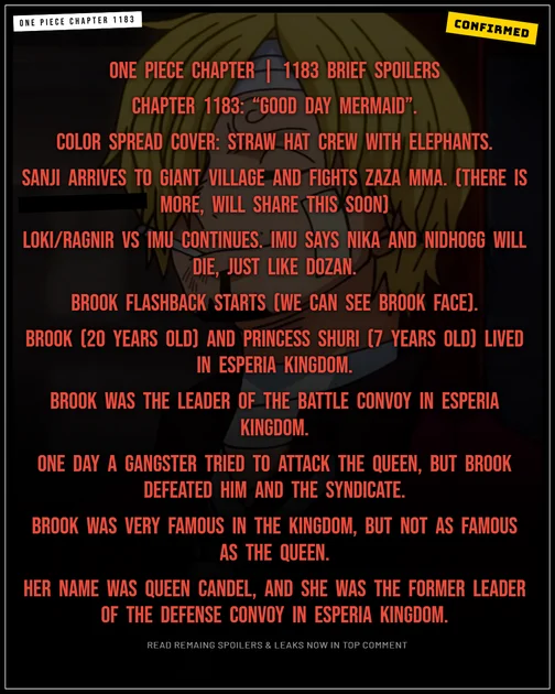r/OnePieceSpoilersRaw - ONE PIECE 1183 BRIEF SPOILERS + ADDITIONAL