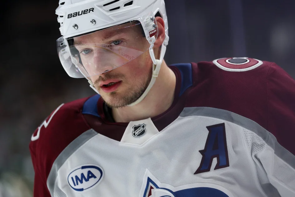Colorado Avalanche defenseman Cale Makar (8) looks on during the second period in game four of the second round of the 2026 Stanley Cup Playoffs against the Minnesota Wild at Grand Casino Arena.