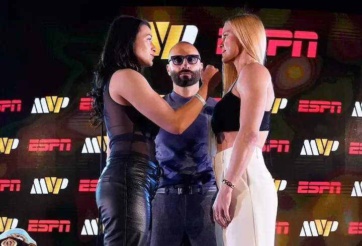 Stephanie Han (left) and Holly Holm (right) face off for their rematch. (March 6, 2026)