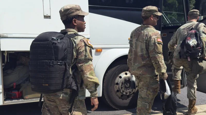 U.S. Army Soldiers of A-Co, 4th Battalion, 118th Infantry Regiment, South Carolina National...