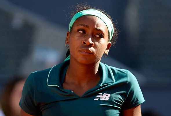 Coco Gauff looks on at Madrid Open