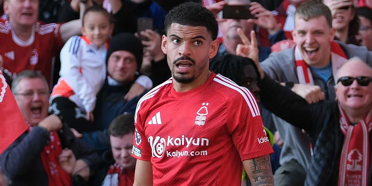Morgan Gibbs-White celebrating after a goal for Nottingham Forest