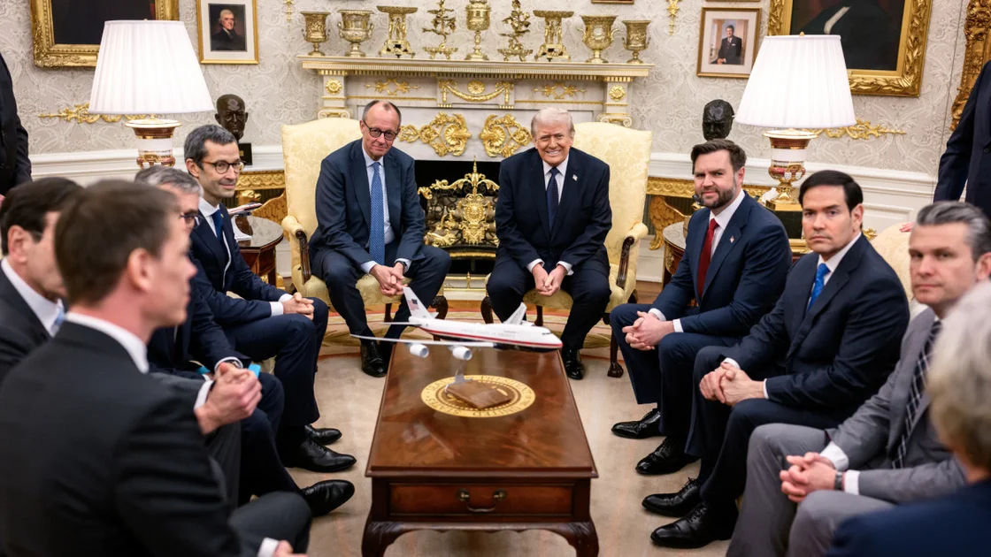 U.S. President Donald Trump had harsh words for Spain during German Chancellor Friedrich Merz's visit. | White House / Daniel Torok