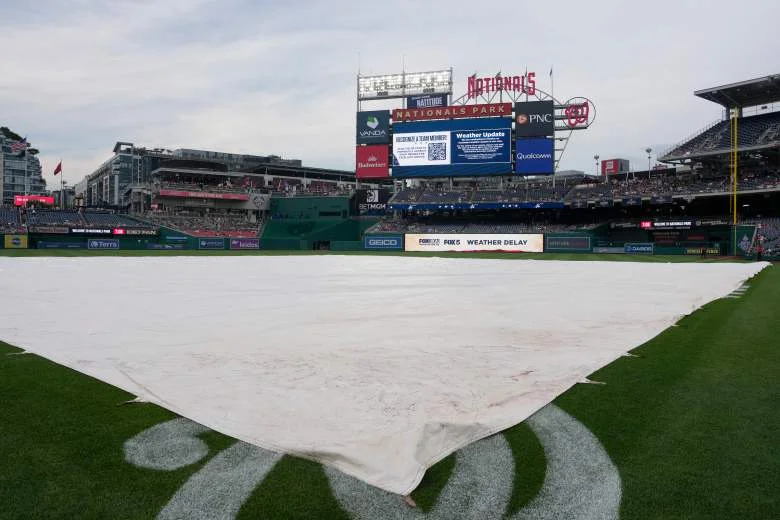 The Yankees and Nationals game is delayed today.