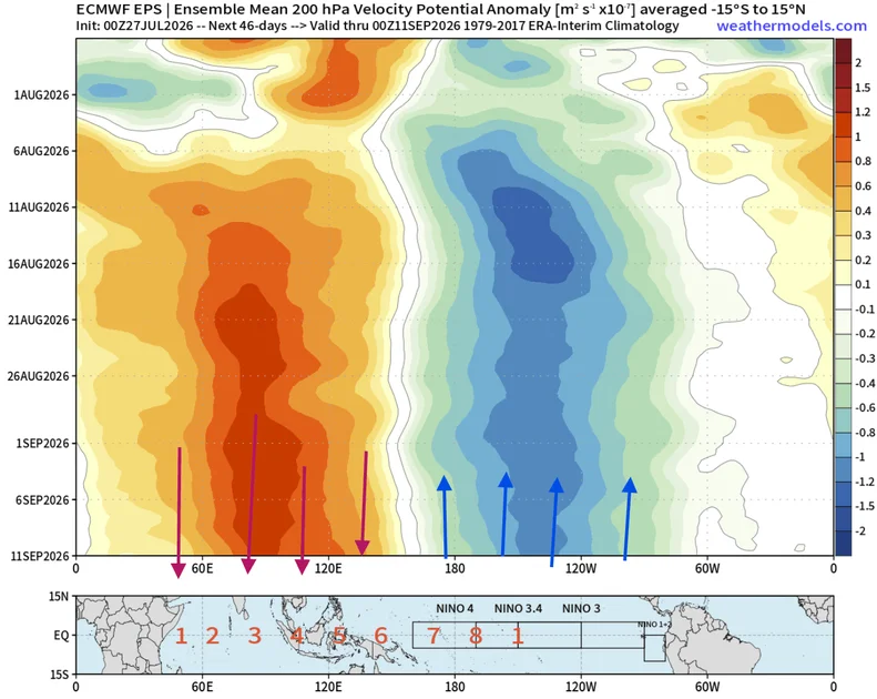 super-el-nino-forecast-2026-ecmwf-ensemble-velocity-potential-anomaly-august-start-diagram-atmospheric-circulation-impact-united-states-canada