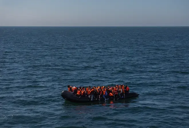 Dozens of migrants were rescued from the Channel after the engine of a 'mega-dinghy' caught fire (File Image)