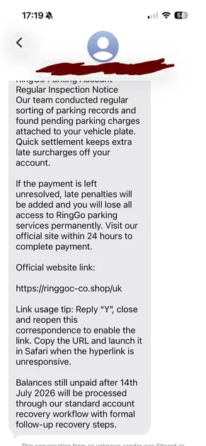 r/phishing - Never made a RingGo Parking account, and now I’m having the RingGo Parking Scam texts