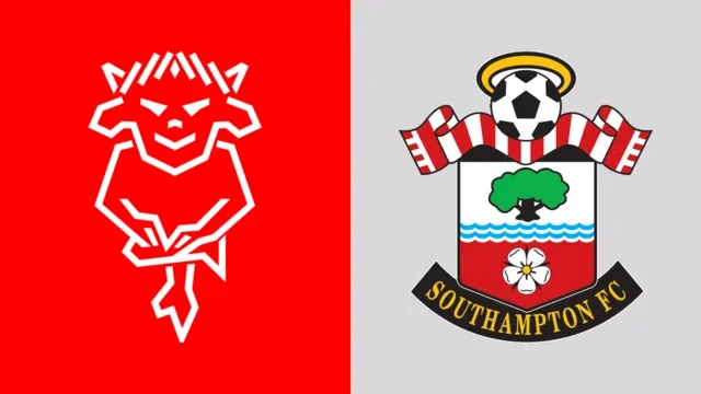 Side-by-side of Lincoln City and Southampton club badges