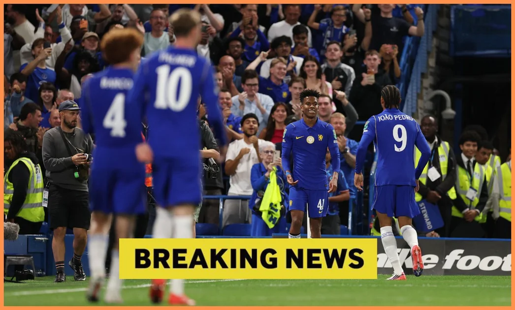 Estevao Willian celebrates Chelsea going ahead through an own goal against Luton
