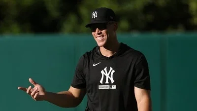 Aaron Judge appears to be making steady progress toward a return to the New York Yankees lineup. (Getty Images via AFP)